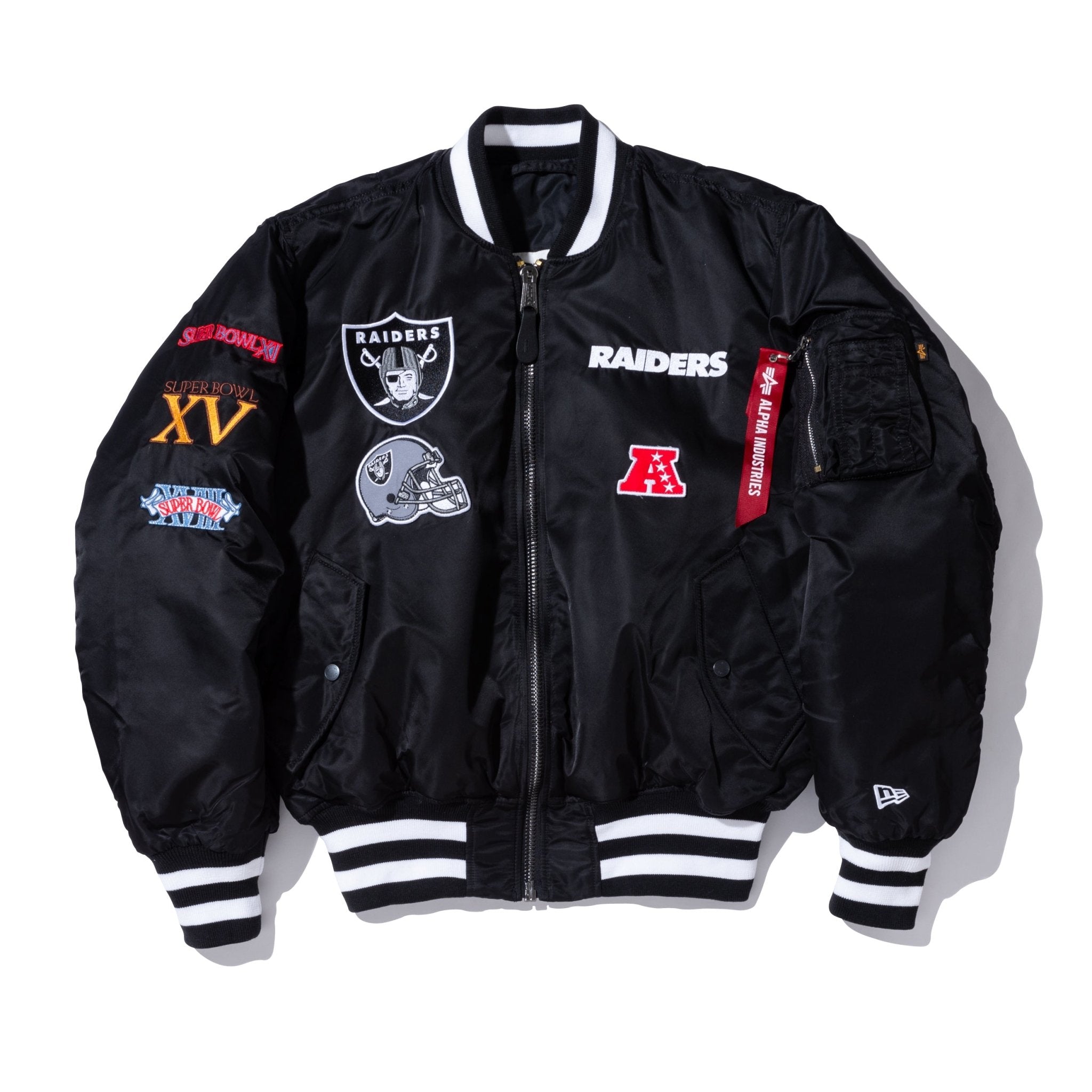 【美品激安】ALPHA×NFL×NEWERAコラボRAIDERS MA1 2XL MA-1 NFL x Alpha Industries ラスベガス・レイダース ブラック