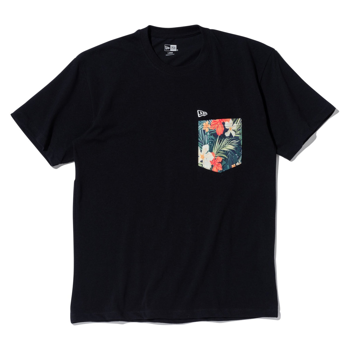 半袖 コットン ポケット Tシャツ ボタニカル ブラック