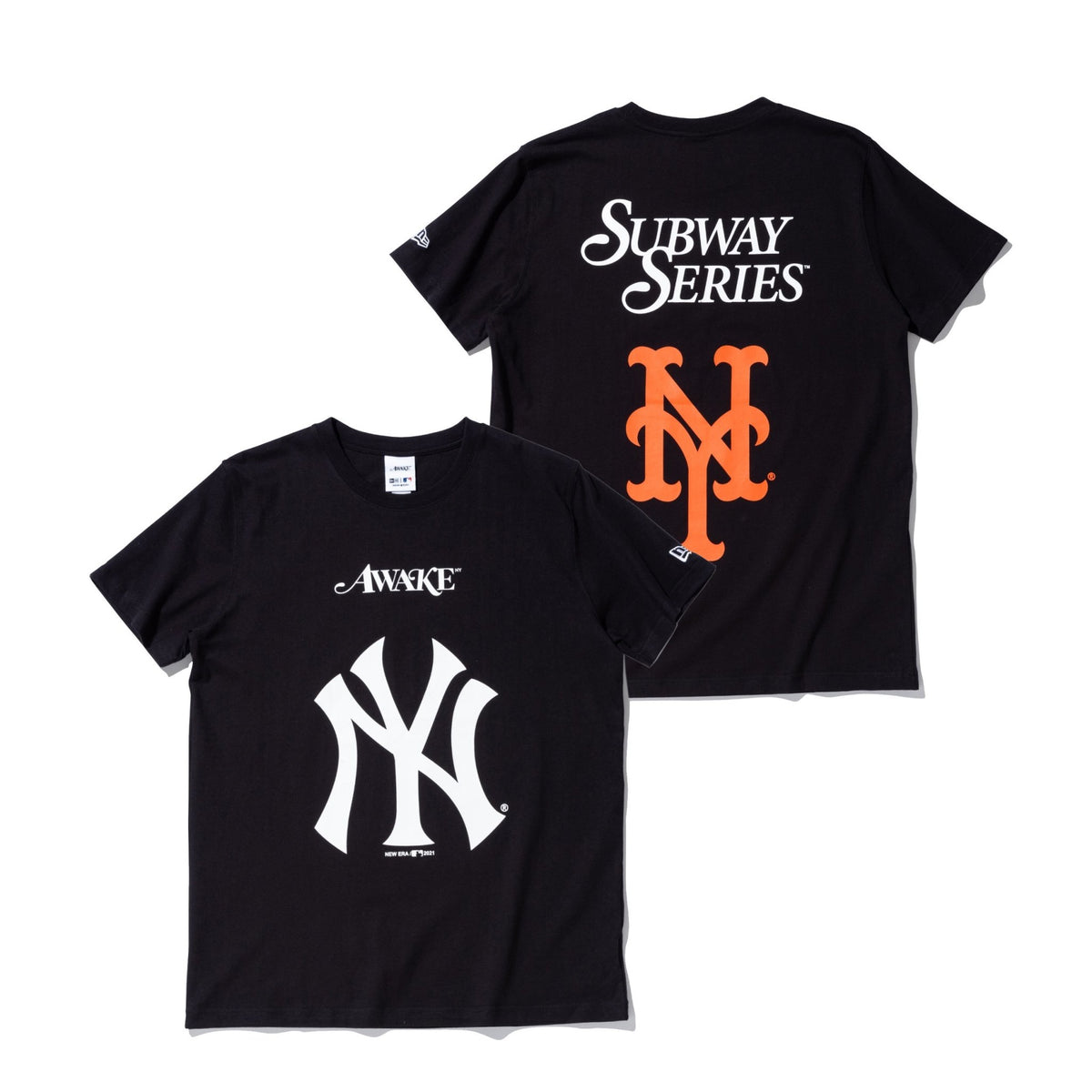 半袖 コットン Tシャツ AWAKE NY ニューヨーク・ヤンキース ニューヨーク・メッツ サブウェイシリーズ ブラック