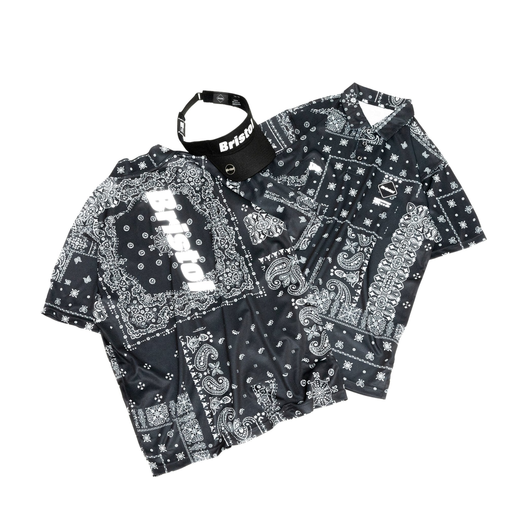 ミドルネック 半袖 テック Tシャツ F.C.Real Bristol ペイズリー