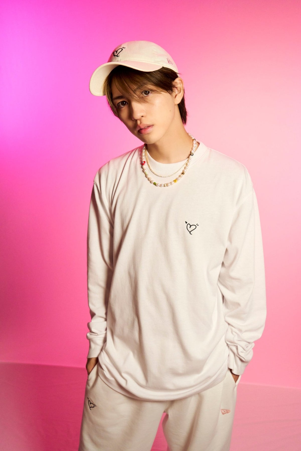 長袖 コットン Tシャツ Genki Iwahashi 岩橋玄樹 ホワイト レギュラー 