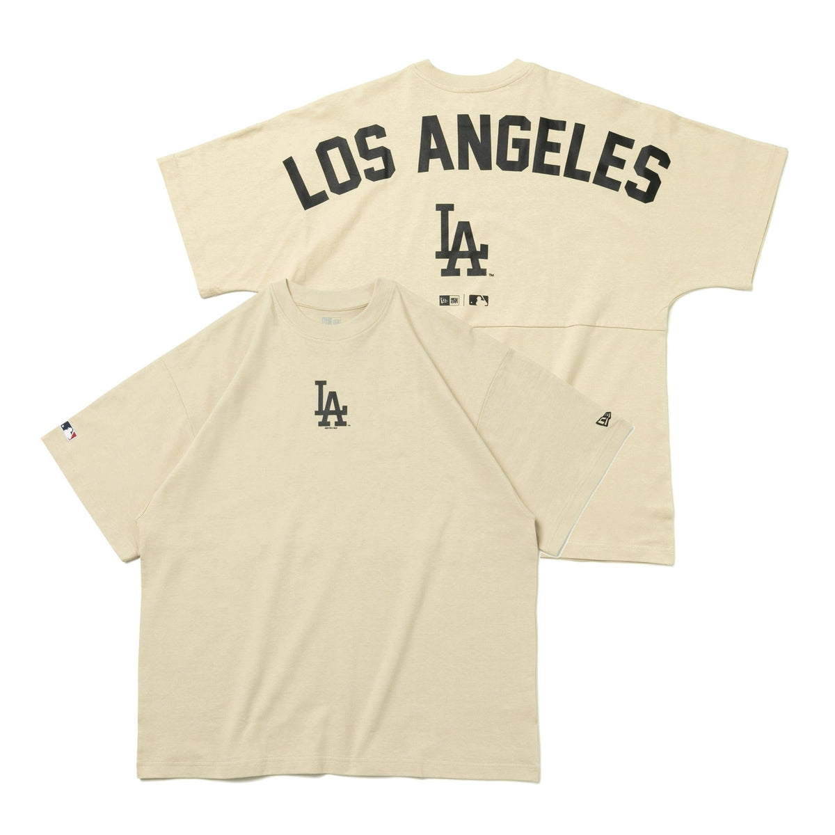 半袖 オーバーサイズド ドロップショルダー コットン Tシャツ MLB Apparel ロサンゼルス・ドジャース グレージュ  ニューエラオンラインストア