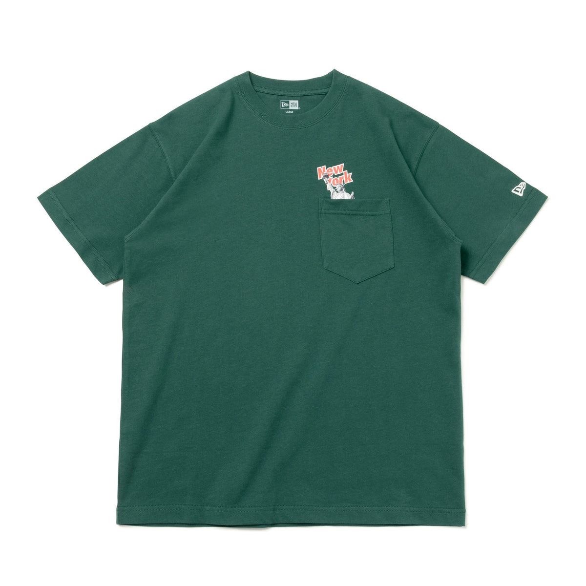 STONE  ダークグリーン Tシャツ 半袖 ポケット コットン Tシャツ Statue of Liberty ダーク