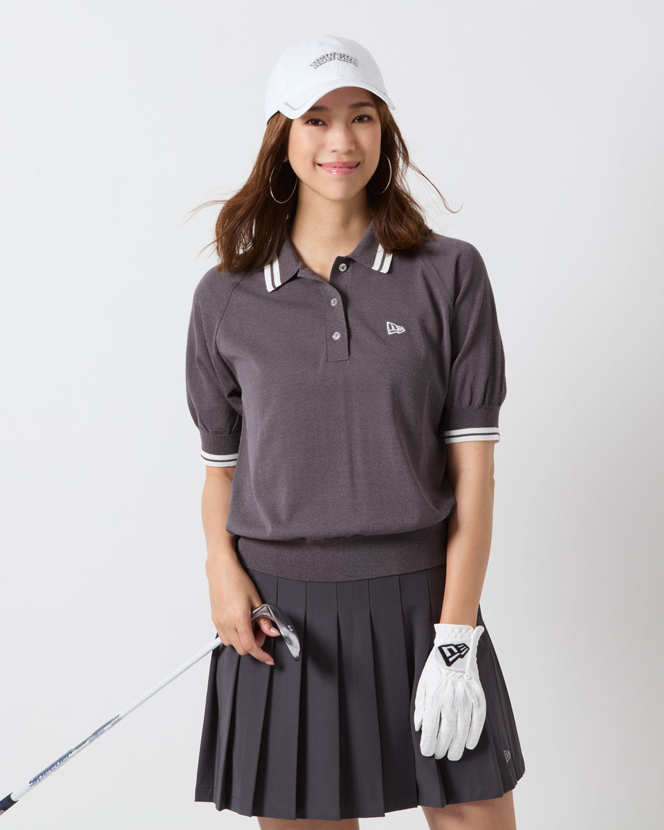 Women's 半袖 ニット ポロシャツ チャコールグレー | ゴルフ