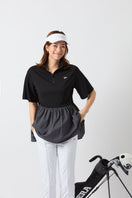 Women's 半袖 ハーフジップ チュニック ブラック | ゴルフ