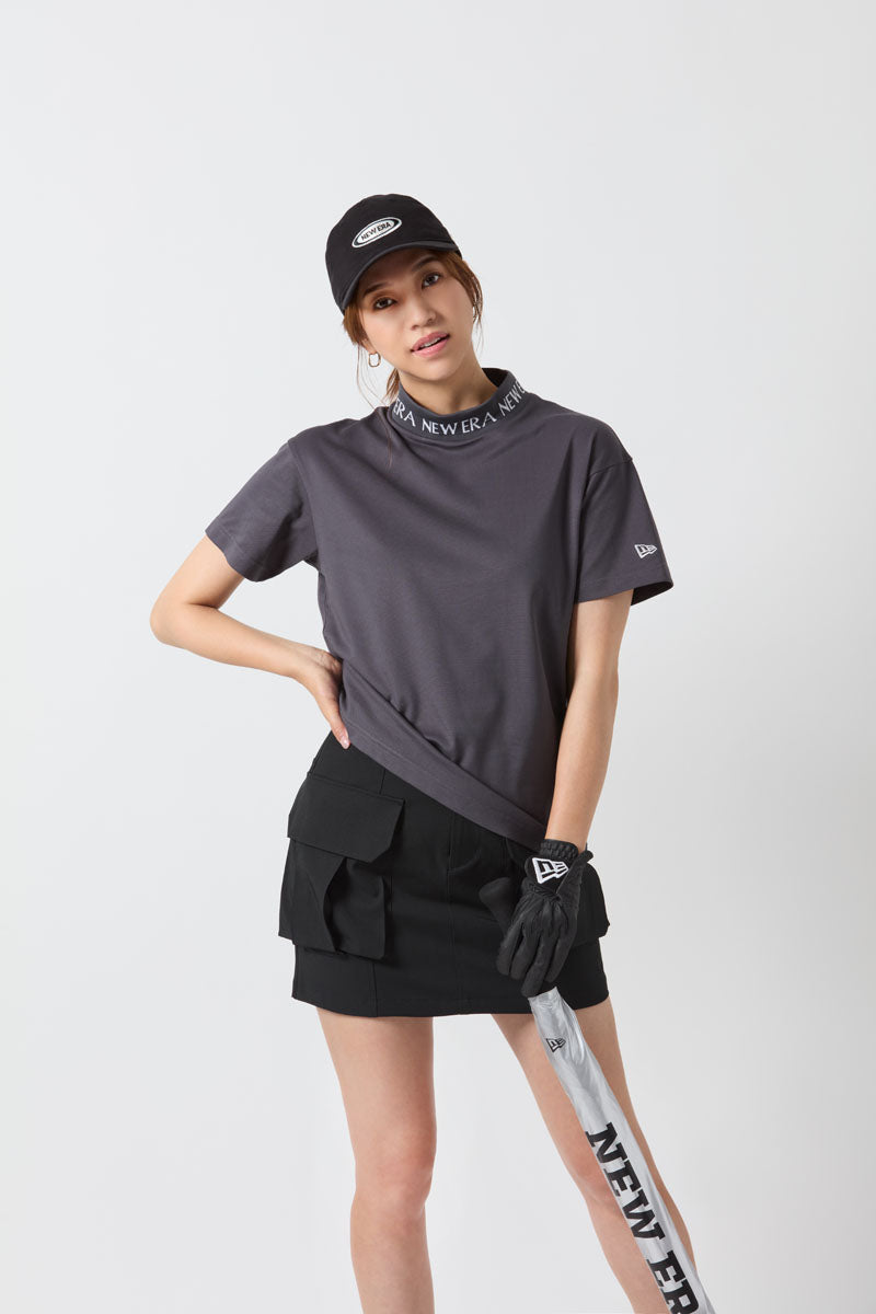 Women’s 半袖 ミッドネック Tシャツ 鹿の子 ジャガードロゴ チャコールグレー | ゴルフ | NEW ERA ニューエラ公式オンラインストア
