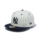 59FIFTY Pinstripe ピンストライプ ニューヨーク・ヤンキース クロームホワイト ネイビーバイザー