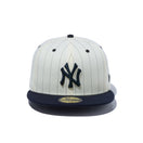 59FIFTY Pinstripe ピンストライプ ニューヨーク・ヤンキース クロームホワイト ネイビーバイザー