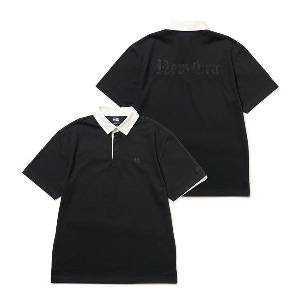 NEWERA GOLF 半袖ラガーシャツ型セットアップ　Lブラック/ホワイト NEWERA GOLF 半袖ラガーシャツ型セットアップ Lブラック