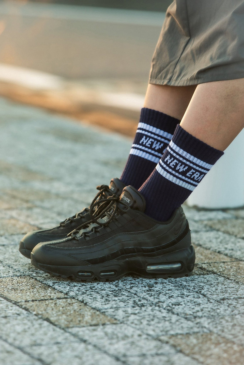 ソックス クルー 3ペア ライン ブラック/ホワイト/ネイビー