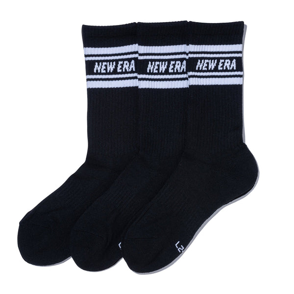 NEW ERA ブラックソックス シロ ソックス クルー 3ペア ライン ブラック | ニューエラオンラインストア