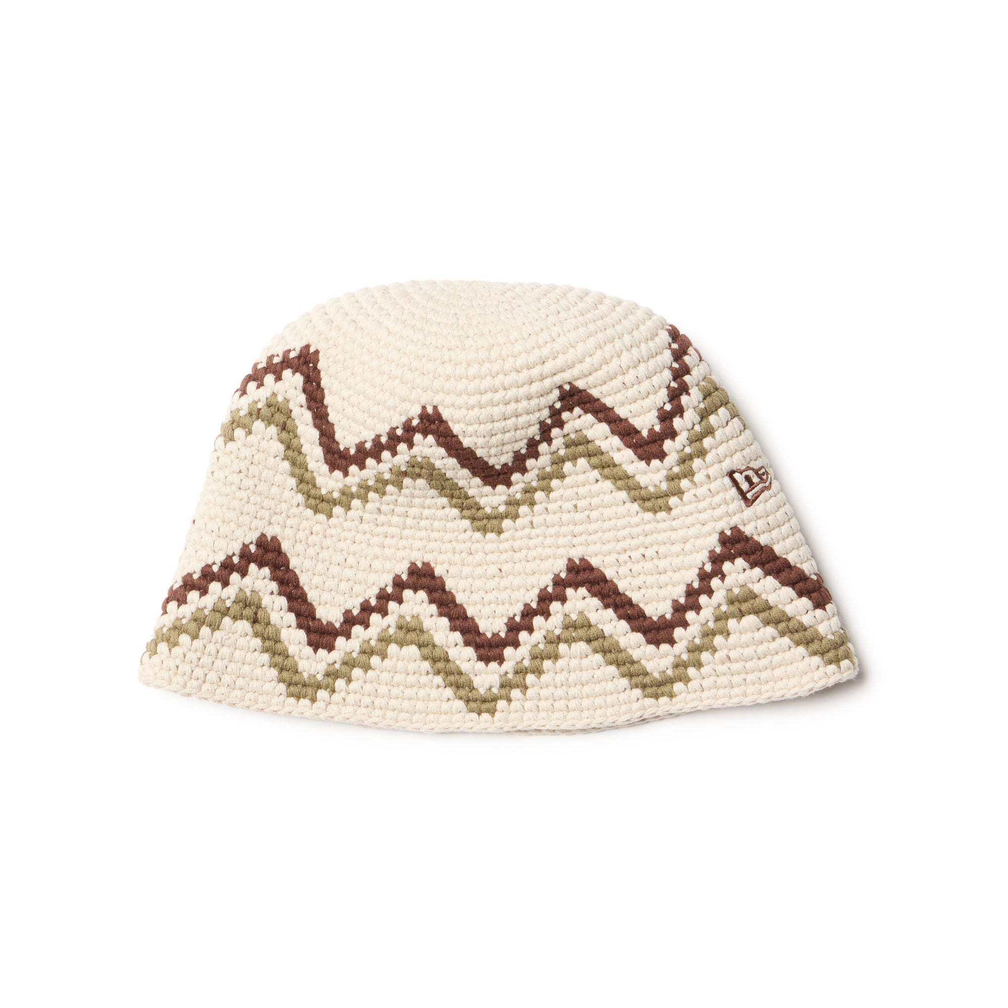 BQKO クロシェ ニット ラグ ビンテージ オープンウェーブ ストライプ