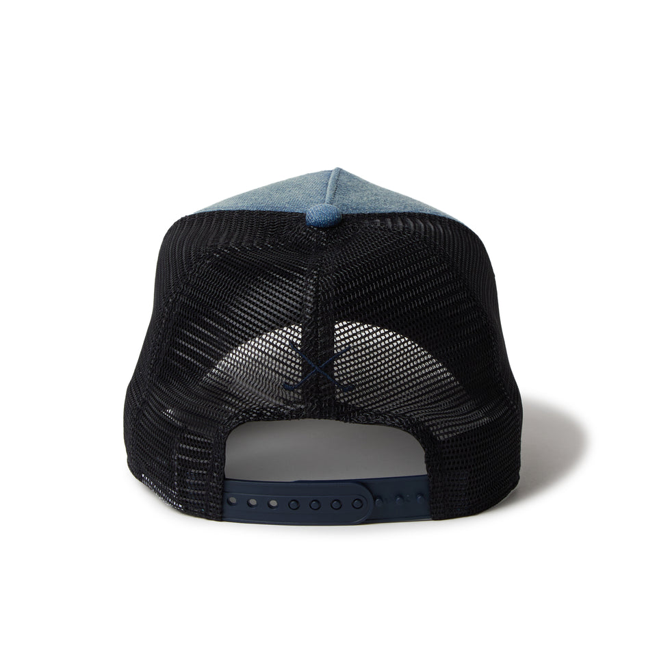 9FORTY A-Frame トラッカー デニム レザーパッチ ウォッシュド ネイビー | ゴルフ | NEW ERA ニューエラ公式オンラインストア