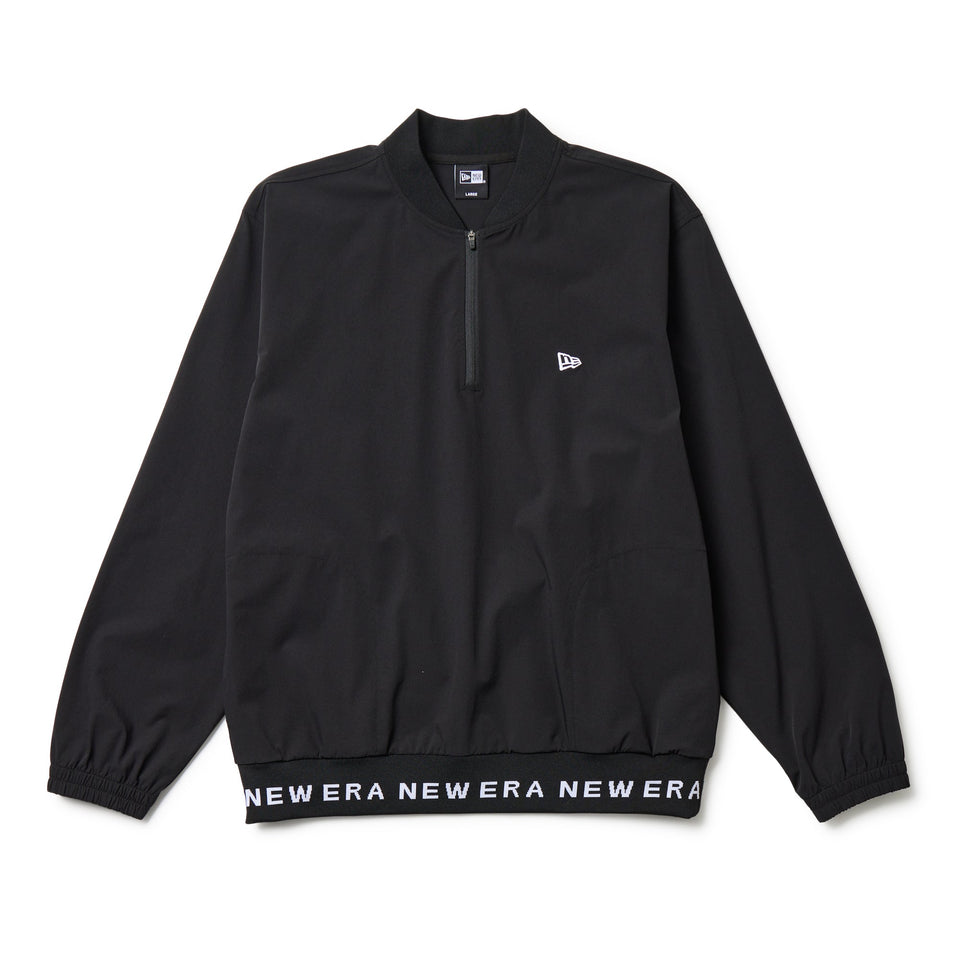 NEW ERA ブラック フルジップ ジャケット ウィンドプルオーバー ジャカードロゴ ブラック | ゴルフ