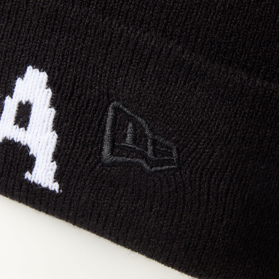 ベーシック カフニット ジャカード フラッグロゴ ブラック