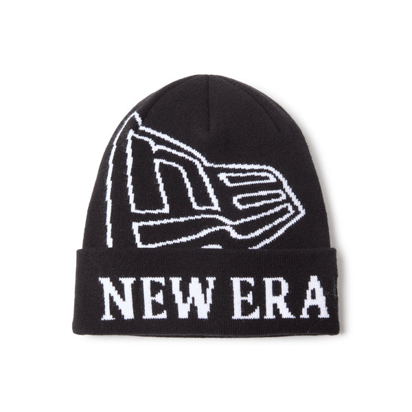 ベーシック カフニット ジャカード フラッグロゴ ブラック