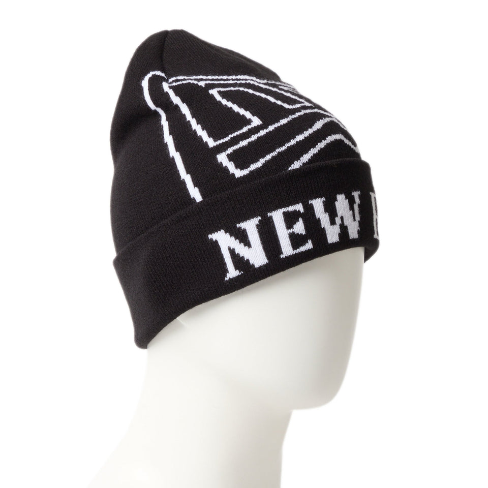 ベーシック カフニット ジャカード フラッグロゴ ブラック