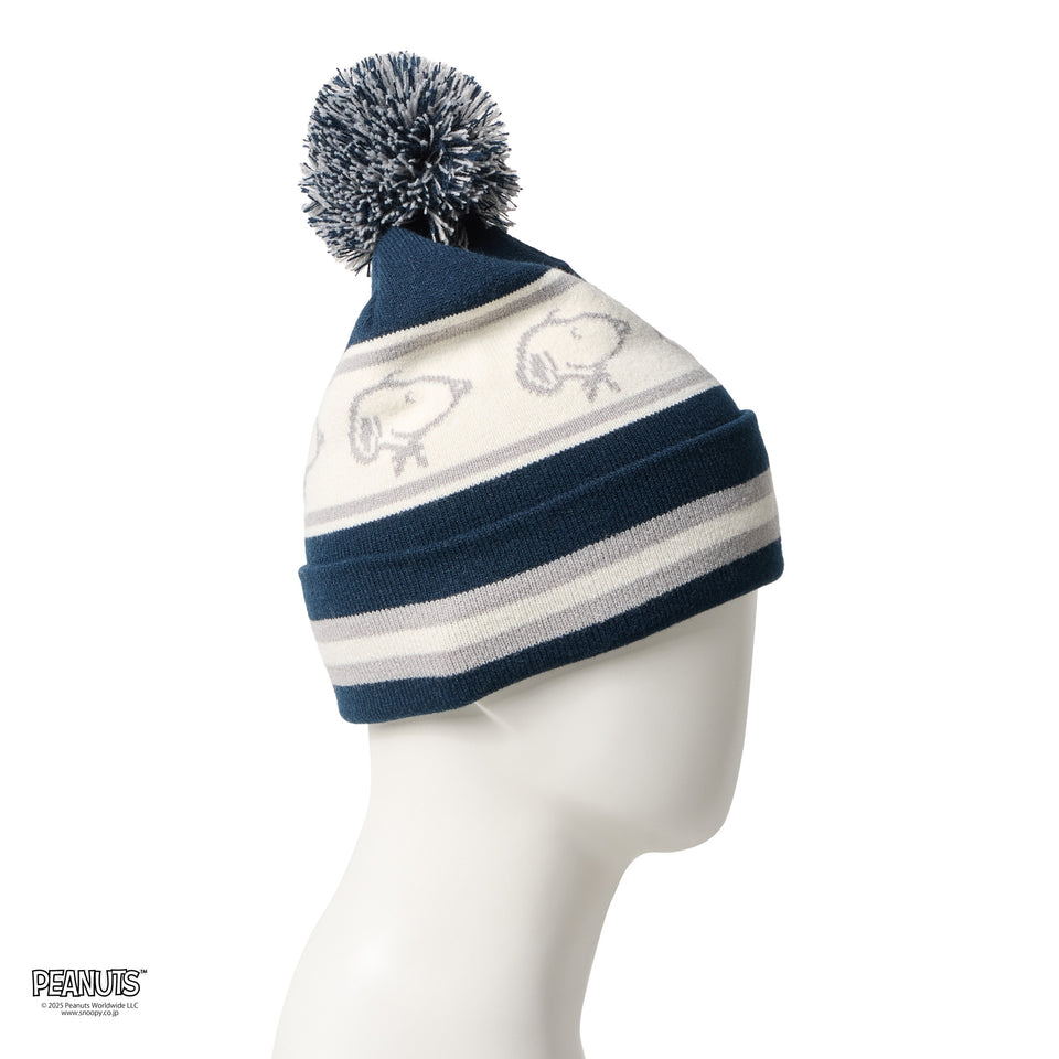 ポンポンニット PEANUTS ピーナッツ スヌーピー ジャガード ネイビー/グレー/オフホワイト | NEW ERA ニューエラ公式オンラインストア