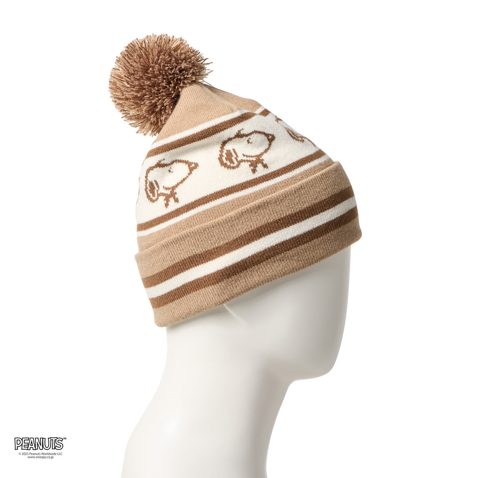 ポンポンニット PEANUTS ピーナッツ スヌーピー ジャガード ベージュ/ウォルナット/オフホワイト | NEW ERA ニューエラ公式オンラインストア