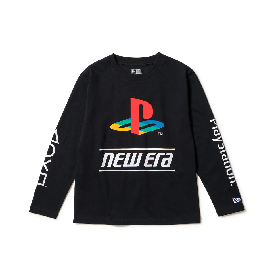キッズ Youth 長袖 コットン Tシャツ プレイステーション ファミリーマーク ニューエラロゴ ブラック | NEW ERA ニューエラ公式オンラインストア