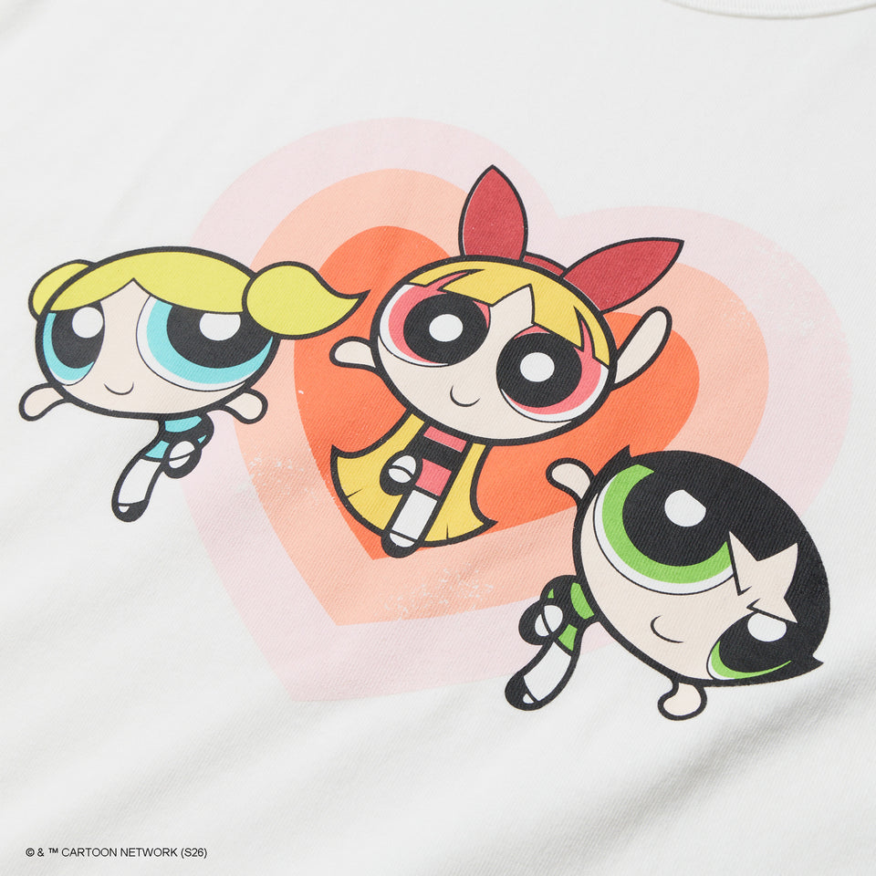 半袖 ウォッシュドコットン Tシャツ The Powerpuff Girls パワーパフ ガールズ ハート  オフホワイト | NEW ERA ニューエラ公式オンラインストア