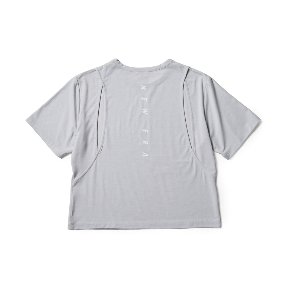 Women's 半袖 テック Tシャツ ショートレングス カッティング デザイン ライトグレー | パフォーマンスアパレル | NEW ERA ニューエラ公式オンラインストア