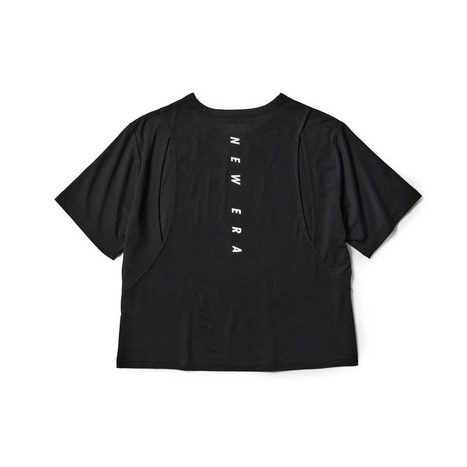 Women's 半袖 テック Tシャツ ショートレングス カッティング デザイン  ブラック | パフォーマンスアパレル | NEW ERA ニューエラ公式オンラインストア