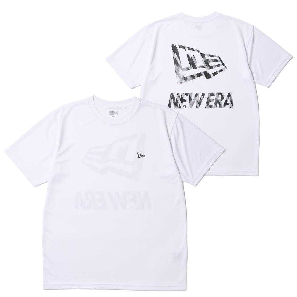 半袖 テックTシャツ タイダイ パターン Flag ＆ Wordmark Logo ホワイト | パフォーマンスアパレル