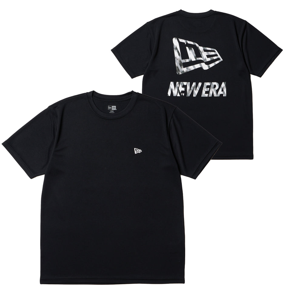 半袖 テックTシャツ タイダイ パターン Flag ＆ Wordmark Logo ブラック | パフォーマンスアパレル