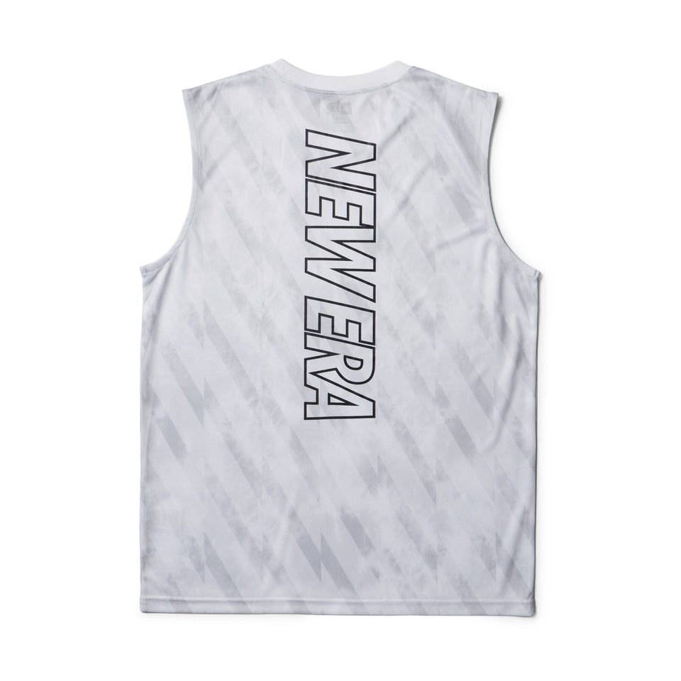 スリーブレス テックTシャツ タイダイ Allover Wordmark Logo ホワイト | パフォーマンスアパレル | NEW ERA ニューエラ公式オンラインストア