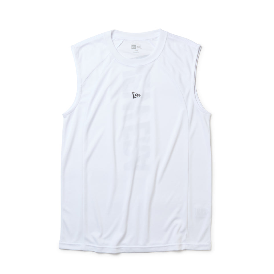 スリーブレス テック Tシャツ Vertical ロゴ ホワイト