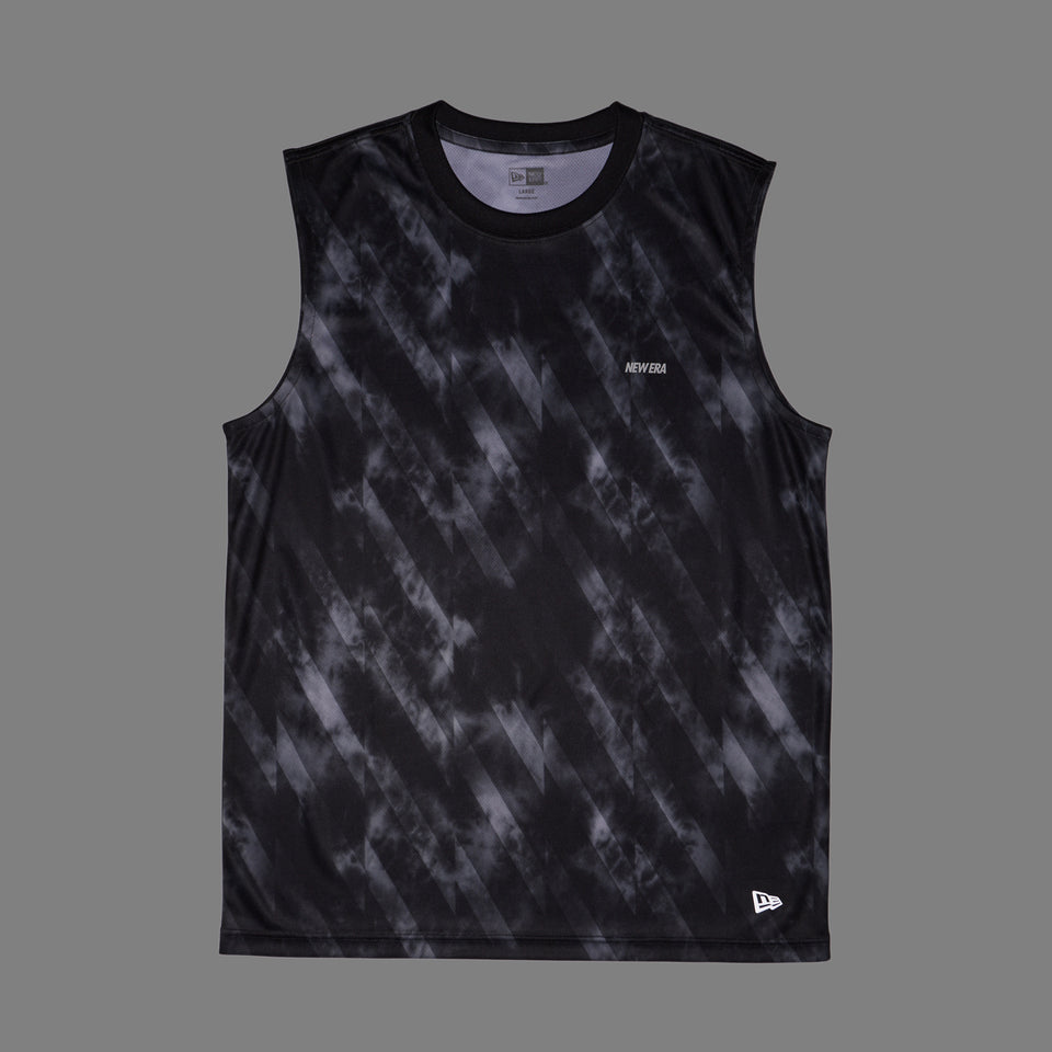 スリーブレス テックTシャツ タイダイ Allover Wordmark Logo ブラック | パフォーマンスアパレル | NEW ERA ニューエラ公式オンラインストア