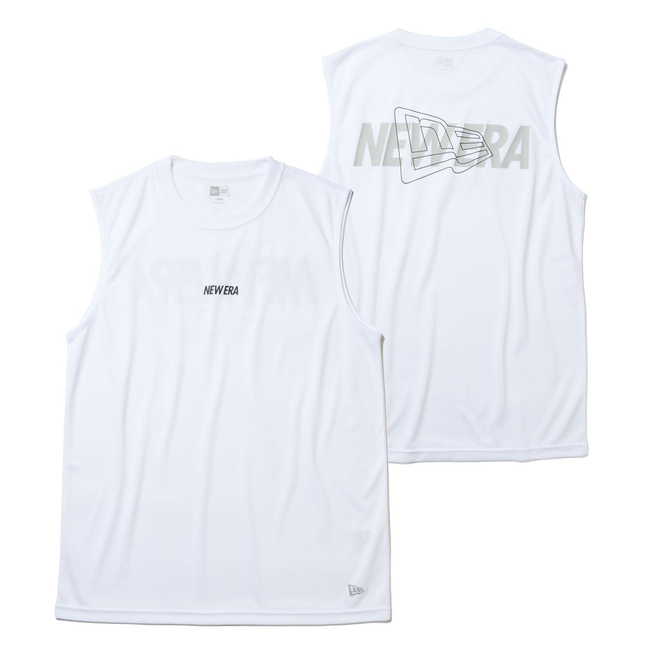 スリーブレス テック Tシャツ Overlap Logo ホワイト | パフォーマンスアパレル