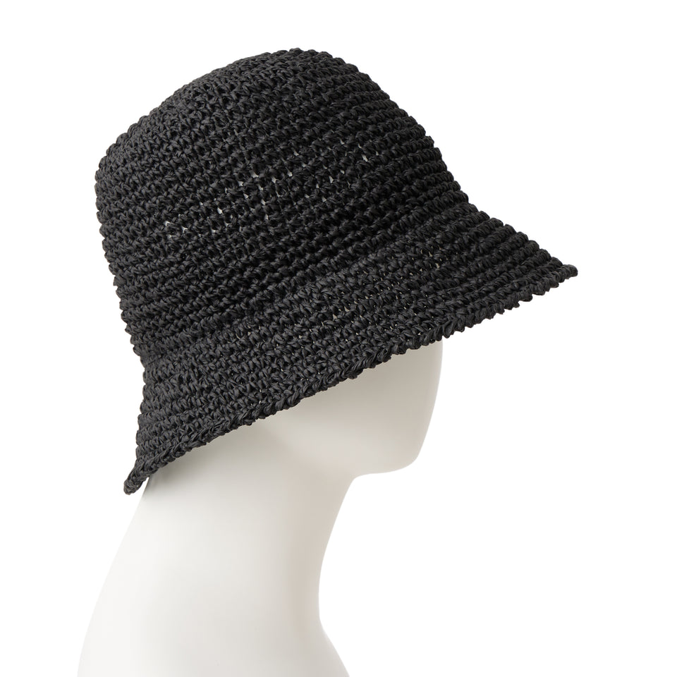 バケット01 セーラーブリム Paper Crochet Hat ベーシック ブラック