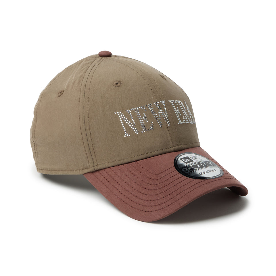 9FORTY NEW ERA Rhinestone ラインストーン モス/ブラウン
