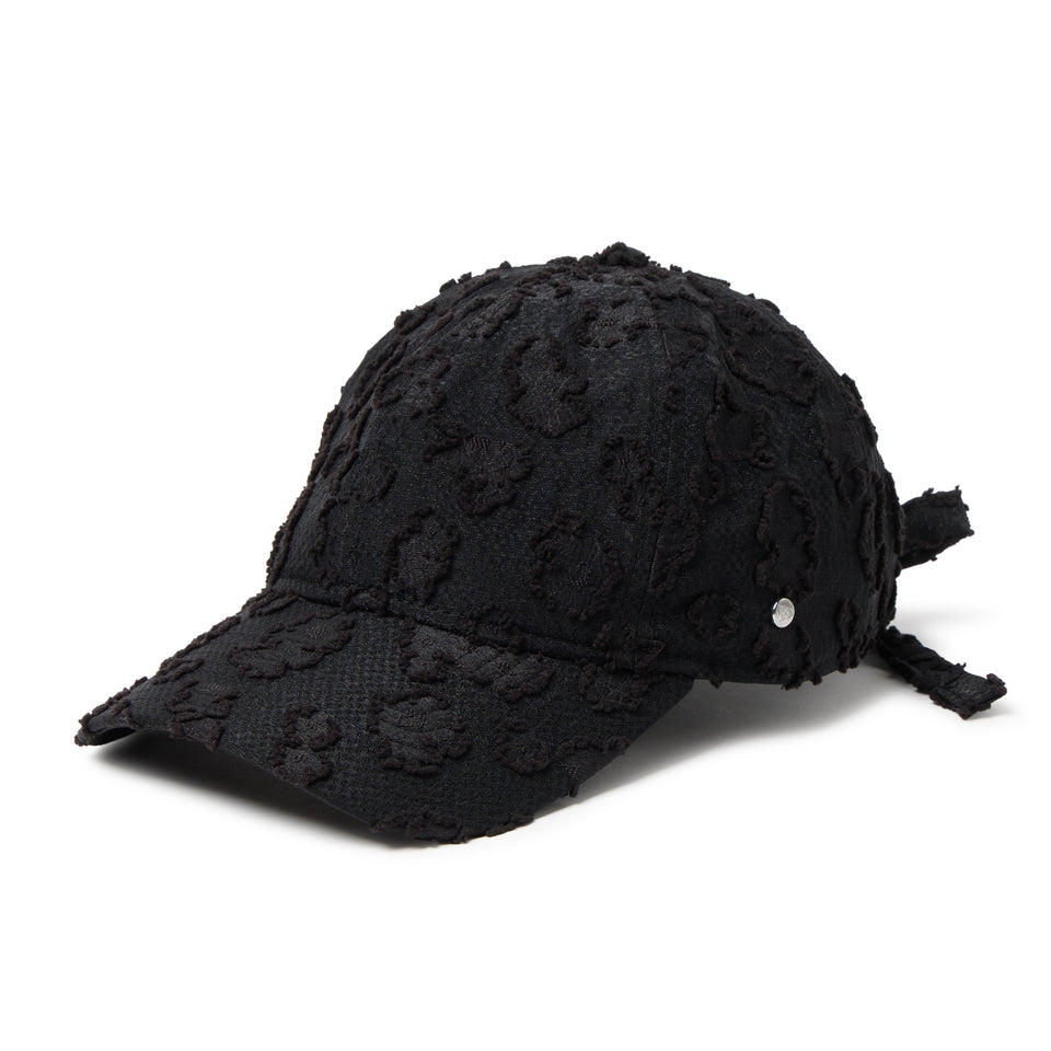 Bernhard Willhelm ベルンハルト黒の刺繍キャップ 花柄リボン付き 9TWENTY Ribbon Flower Jacquard ブラック | ニューエラオンラインストア