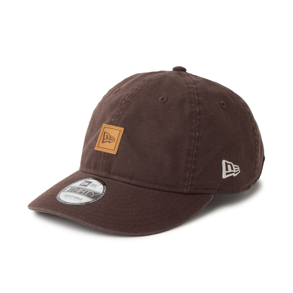 9THIRTY フラッグロゴ ウーブンパッチ Washed Duck ブラウンスエード