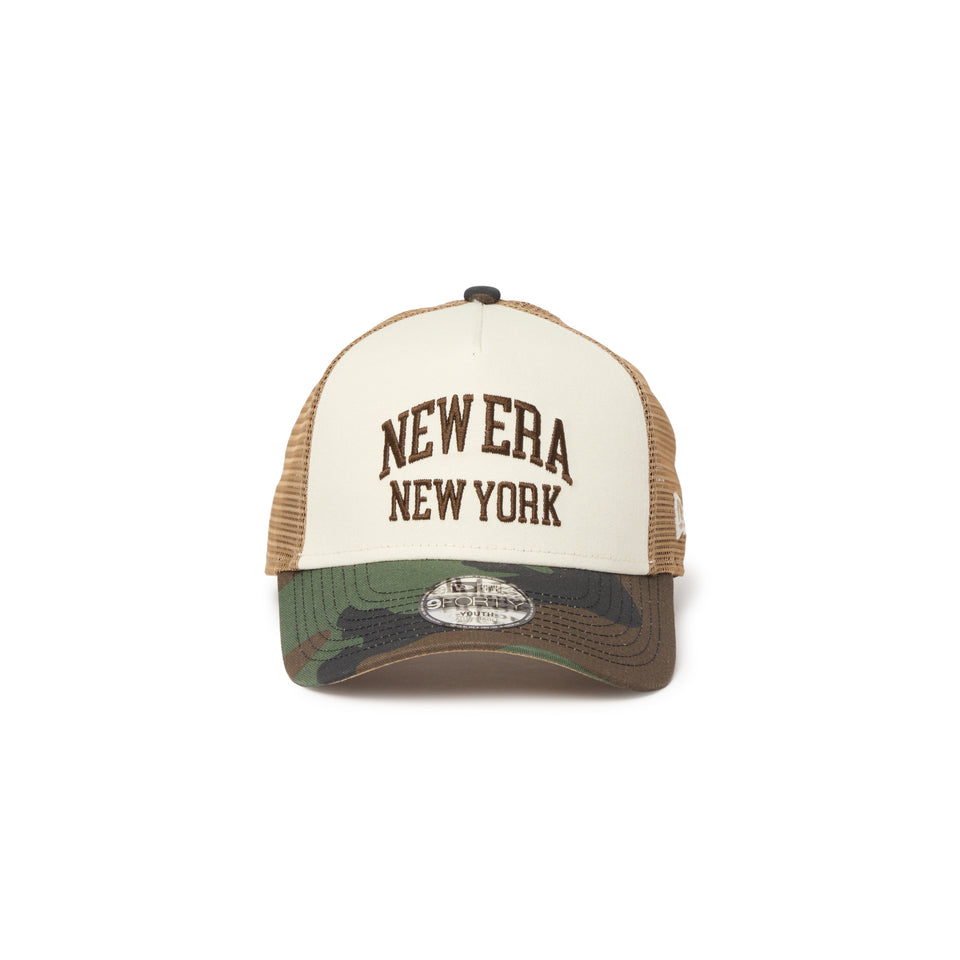 キッズ Youth 9FORTY A-Frame トラッカー College Logo クロームホワイト/カーキ/ウッドランドカモ | NEW ERA ニューエラ公式オンラインストア