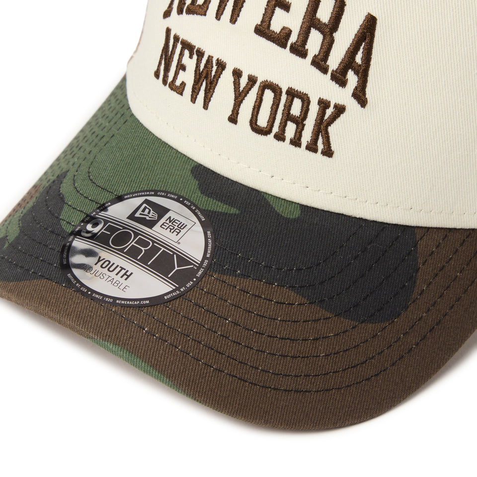 キッズ Youth 9FORTY A-Frame トラッカー College Logo クロームホワイト/カーキ/ウッドランドカモ | NEW ERA ニューエラ公式オンラインストア