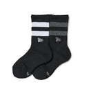 ソックス クルー 2ペア ライン フラッグロゴ エンブロイダリー ブラック ホワイトライン/グレーライン | NEW ERA ニューエラ公式オンラインストア