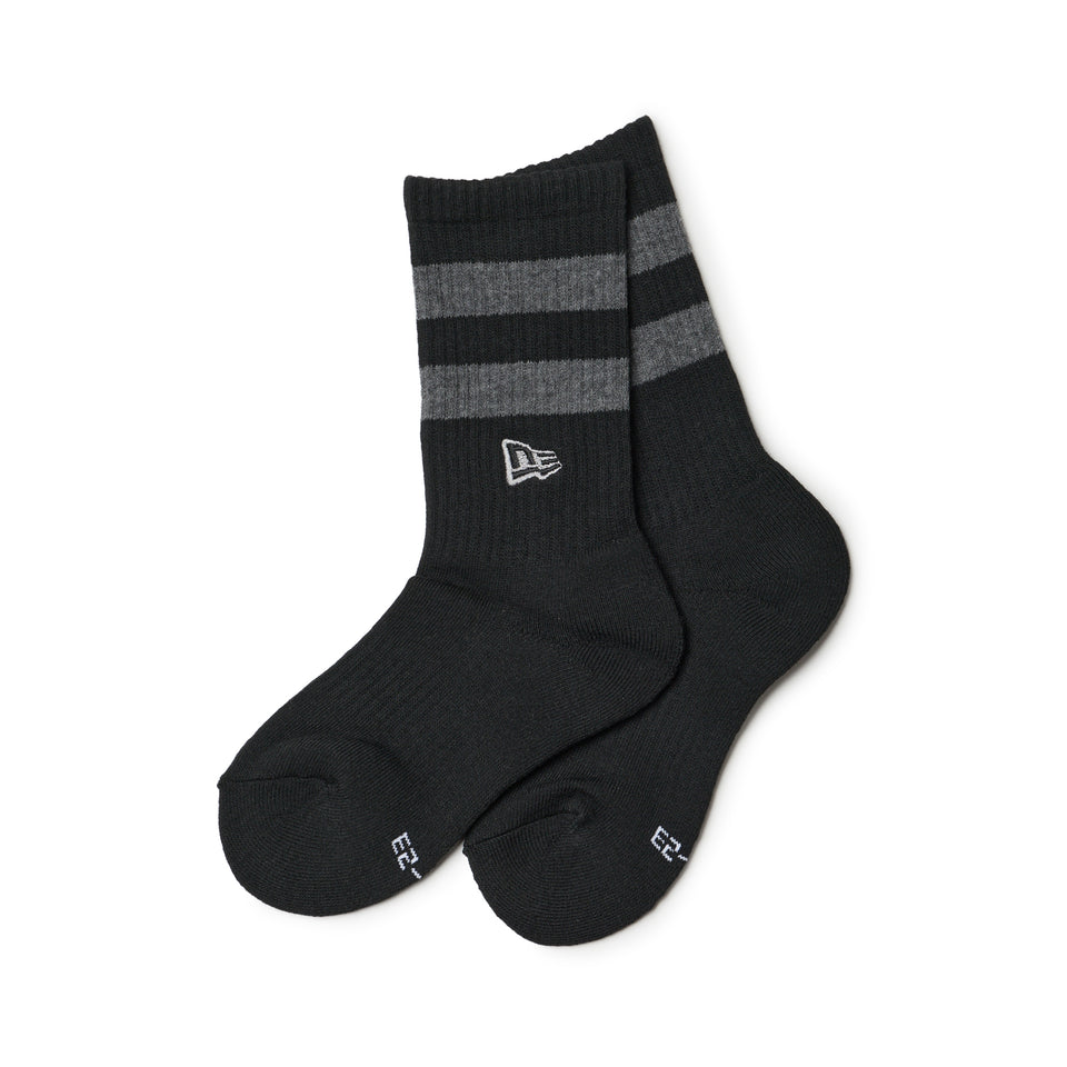 ソックス クルー 2ペア ライン フラッグロゴ エンブロイダリー ブラック ホワイトライン/グレーライン | NEW ERA ニューエラ公式オンラインストア
