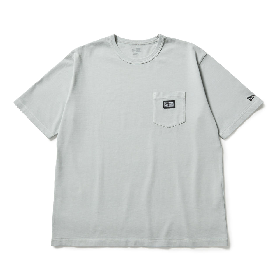 ニューエラ　シャツ 半袖 ガーメントダイ コットン Tシャツ Box Logo Woven Patch グレー