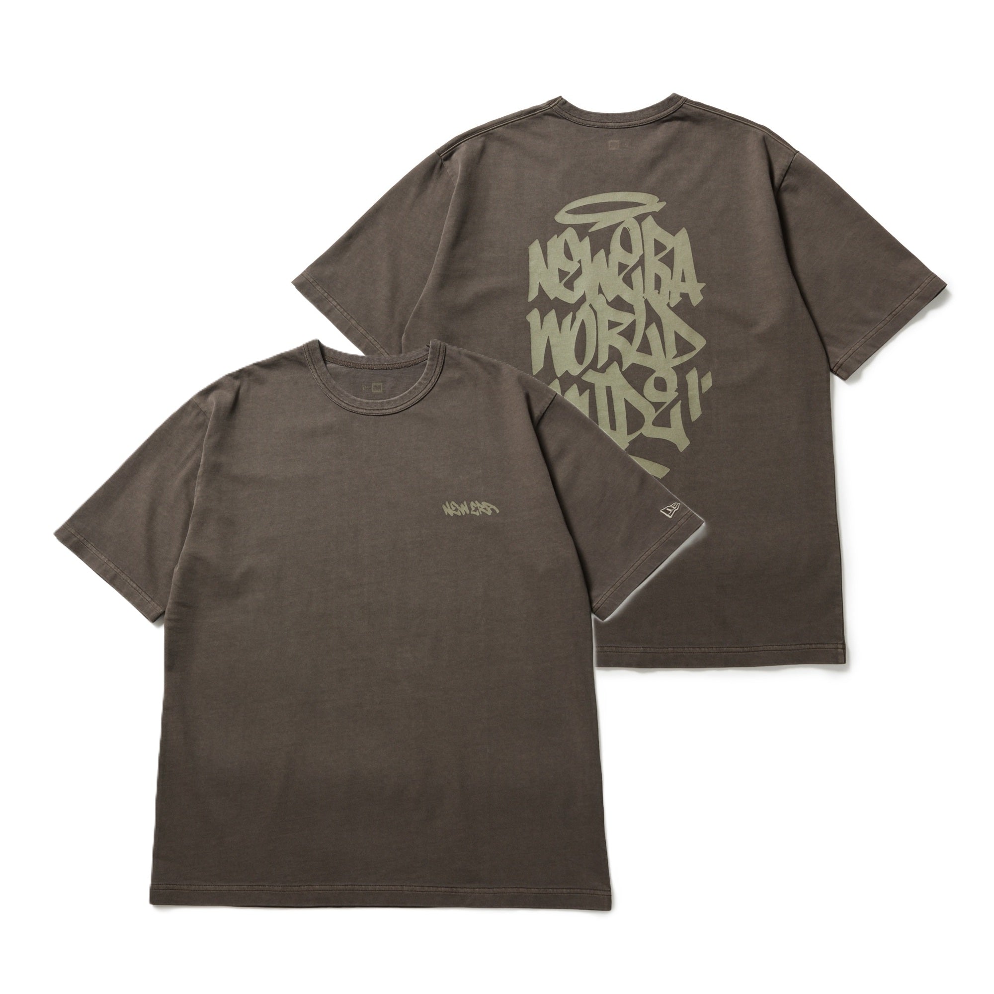 半袖 ガーメントダイ コットン Tシャツ Tagging ブラウン | ニューエラ