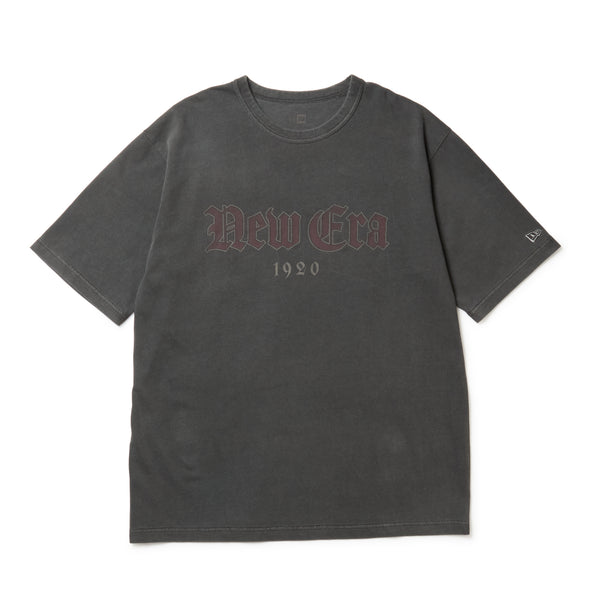 半袖 ガーメントダイ コットン Tシャツ College Logo チャコール