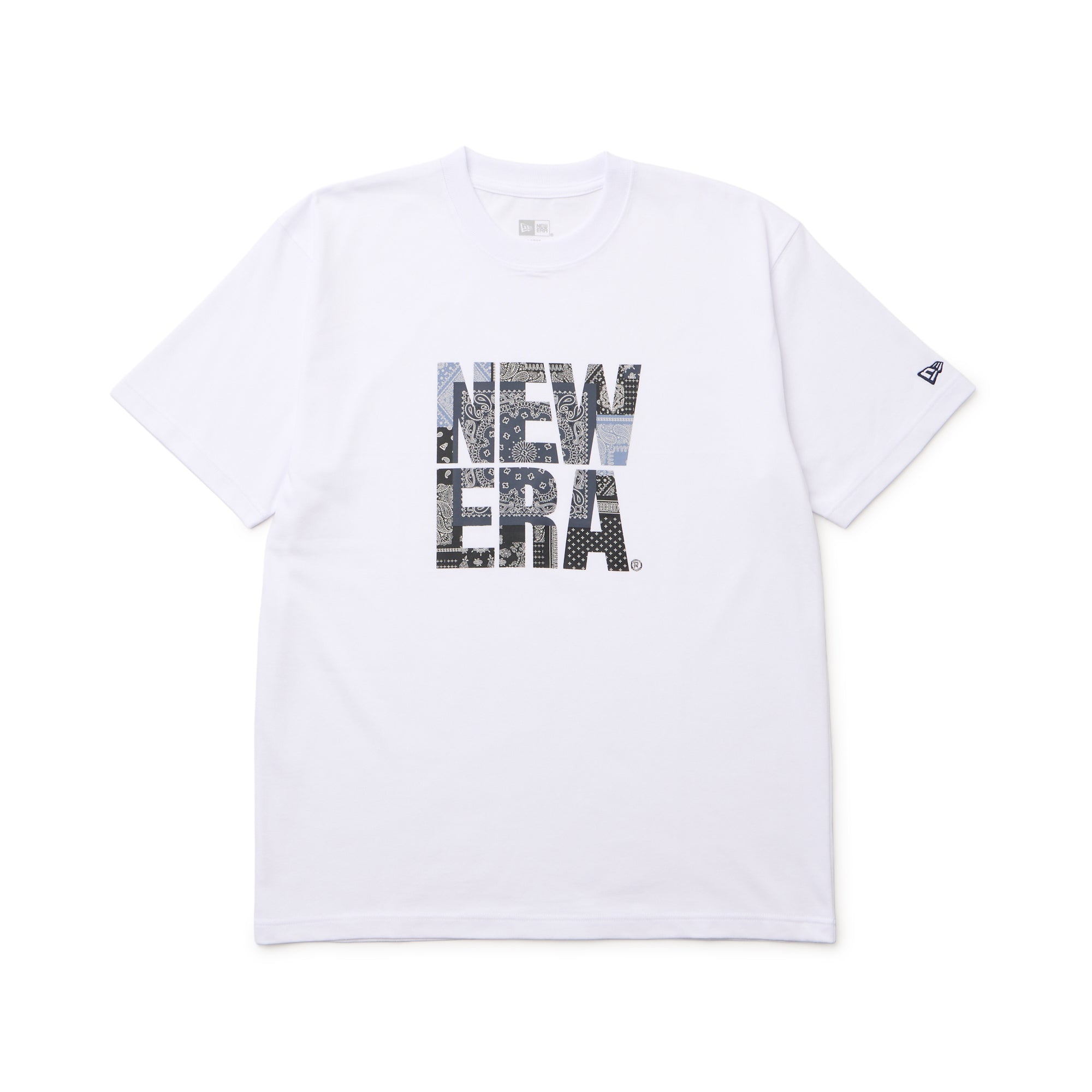 半袖 コットン Tシャツ Oriental Paisley スクエアロゴ ホワイト