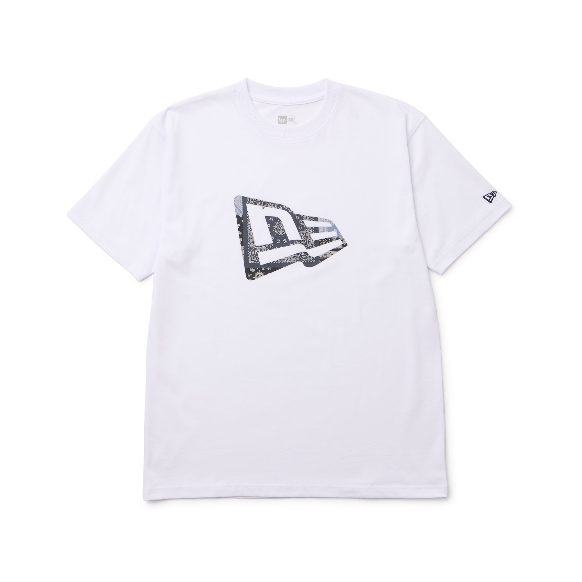 半袖 コットン Tシャツ Oriental Paisley フラッグロゴ ホワイト