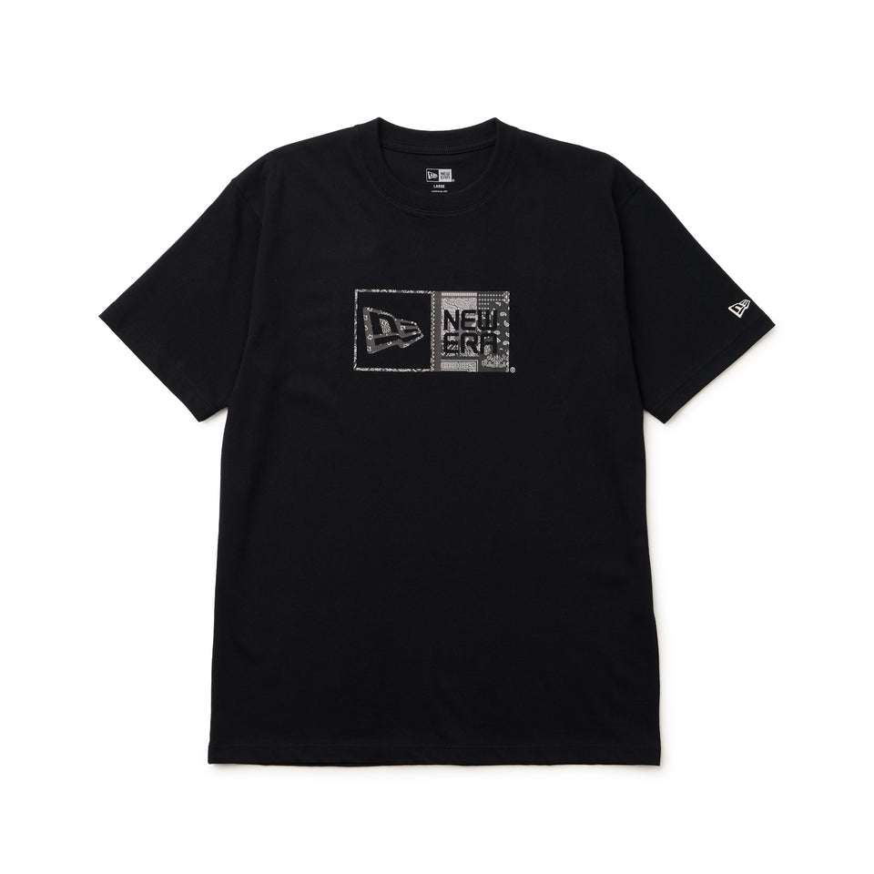 半袖 コットン Tシャツ Oriental Paisley ボックスロゴ ブラック