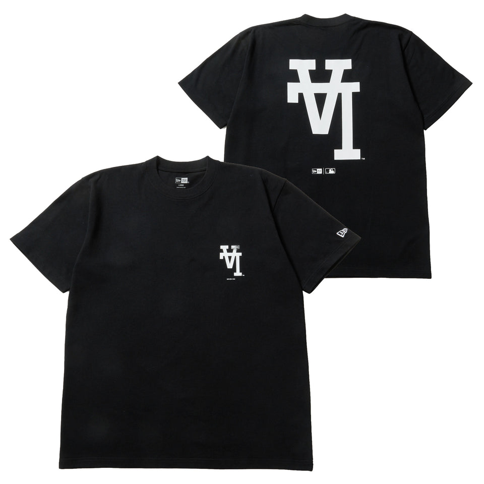 未使用 シーナアンドロケッツ黒色 Tシャツ XLサイズ ロゴ入りキャップ付き 半袖 コットン Tシャツ Upside Down ロサンゼルス・ドジャース