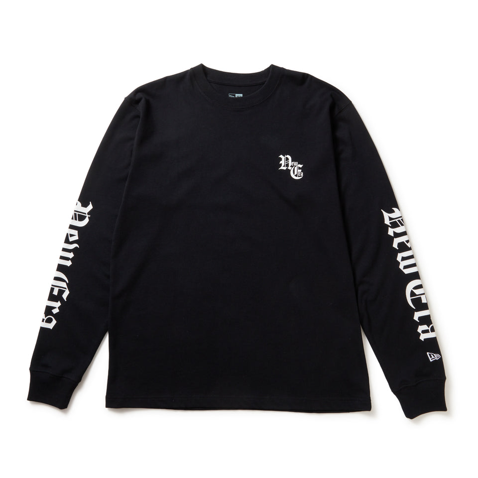 長袖 コットン Tシャツ Old English ブラック | ニューエラオンライン
