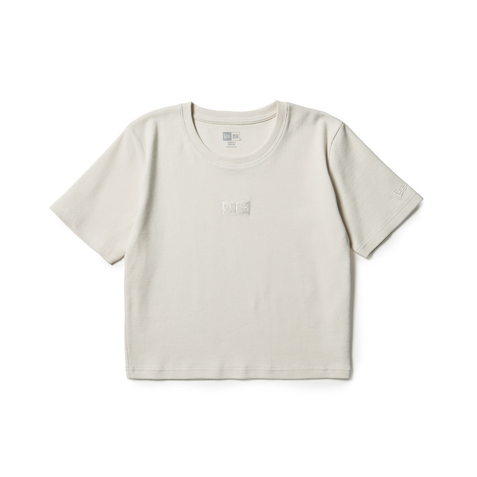 Women's 半袖 ミニ リブ Tシャツ Tonal Box Logo アイボリー